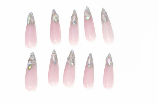Soft Blush Crystal Press-On Nails